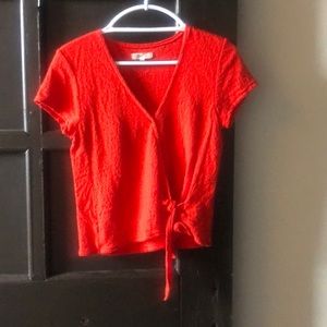 Red wrap top